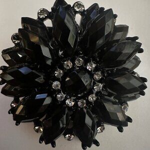 Vintage Black Crystal Brooch